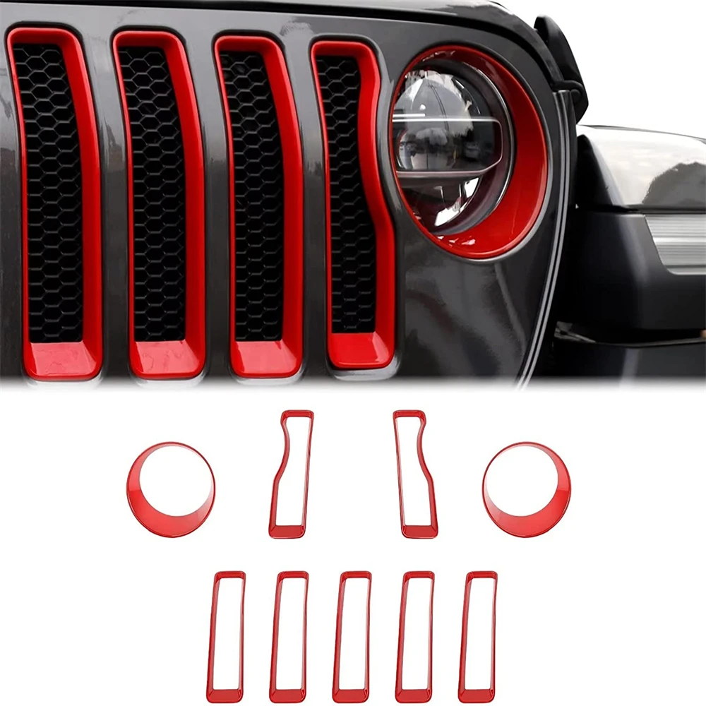 

Mesh Front Grille Grill Insert Headlight Cover Trim ABS Interior Accessories For Jeep Wrangler JL JLU 2018-2022 Gladiator JT