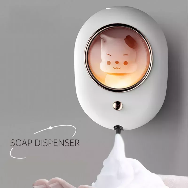 

NEW2023 Cute Pet Automatic Soap Dispenser With The Lamp Wall-Mounted Induction Foam Soap Dispenser USB Charging