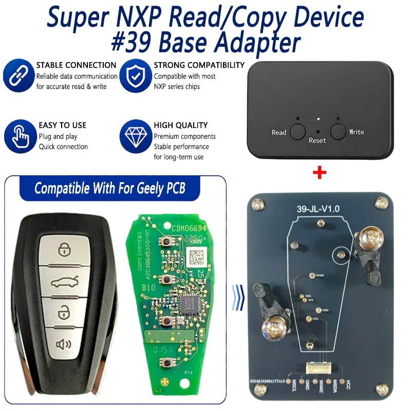 Фото Устройство Super NXP Killer Read Copy Device с адаптером для ключей Geely, копирование всех смарт-ключей NXP, 4 токена и версия с неограниченным количеством ключей. №3