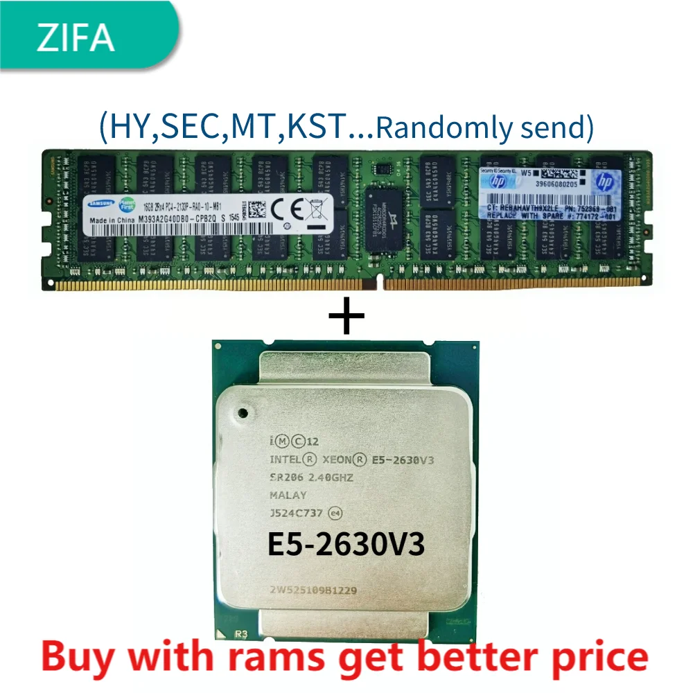 

DDR4 16G Server ram 2133Mhz with E5-2630v3 2.4GHz 20M 8 Core 16 Thread 85w LGA 2011-3 Processor Server memory
