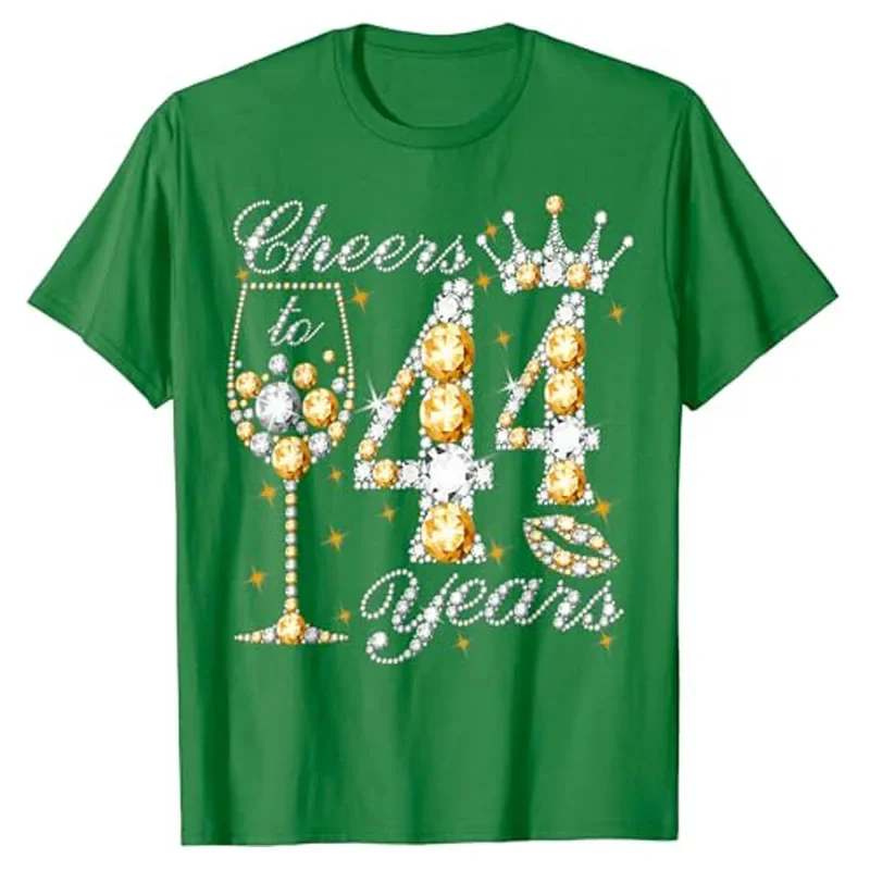 Футболка Cheers To 44 лет Happy 44th Birthday Queen Drink Wine женская мода и потрясающие футболки