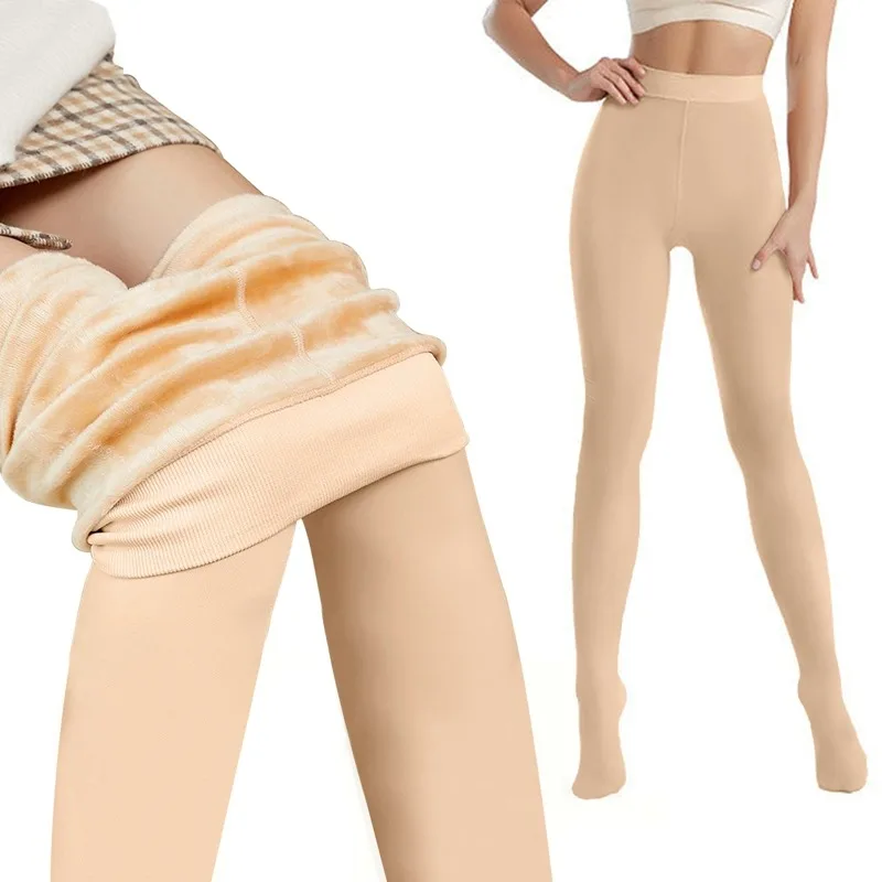 

Winter Warm Leggings Women'S Thermal Pants Polar Pantyhose Sock Lined Pants Velvet Tights High Waist Skin Effect Wool Leggings