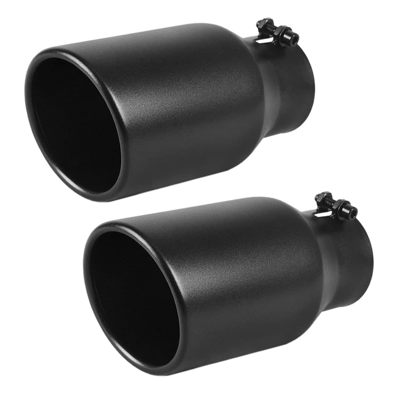 

2X 3 Inch Inlet Black Exhaust Tip 3X4.5X9 Black Paint Finish Stainless Steel Material Exhaust Tip Bolt-On Installation