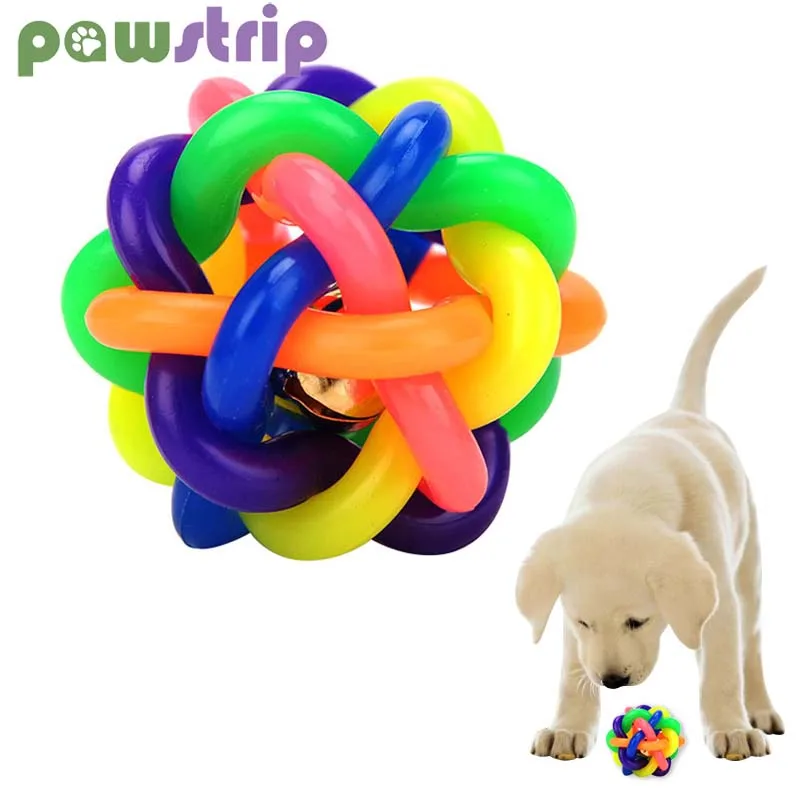 

Pet Dog Colorful Ball Toys With Bell Puppy Cat Rubber Chewing Training Balls Dogs Bite-Resistant Clean Toy Funny Dog Accessories