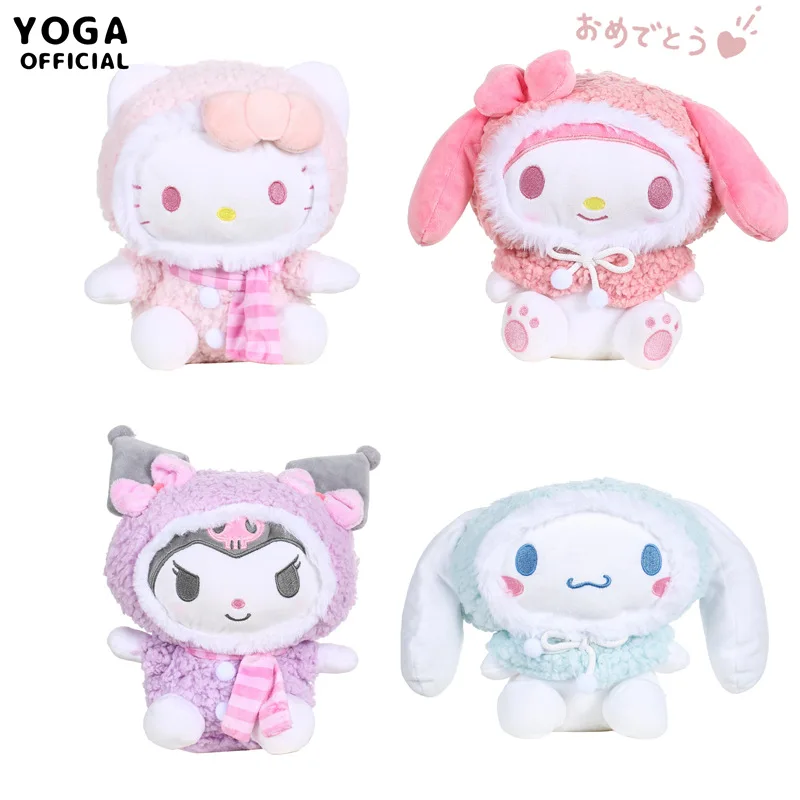 

20Cm Kawaii Sanrio Hello Kittys Y2K My Melody Cinnamoroll Kuromi Anime Cute Snowflake Elf Series Plush Toy Gifts Toys for Girls