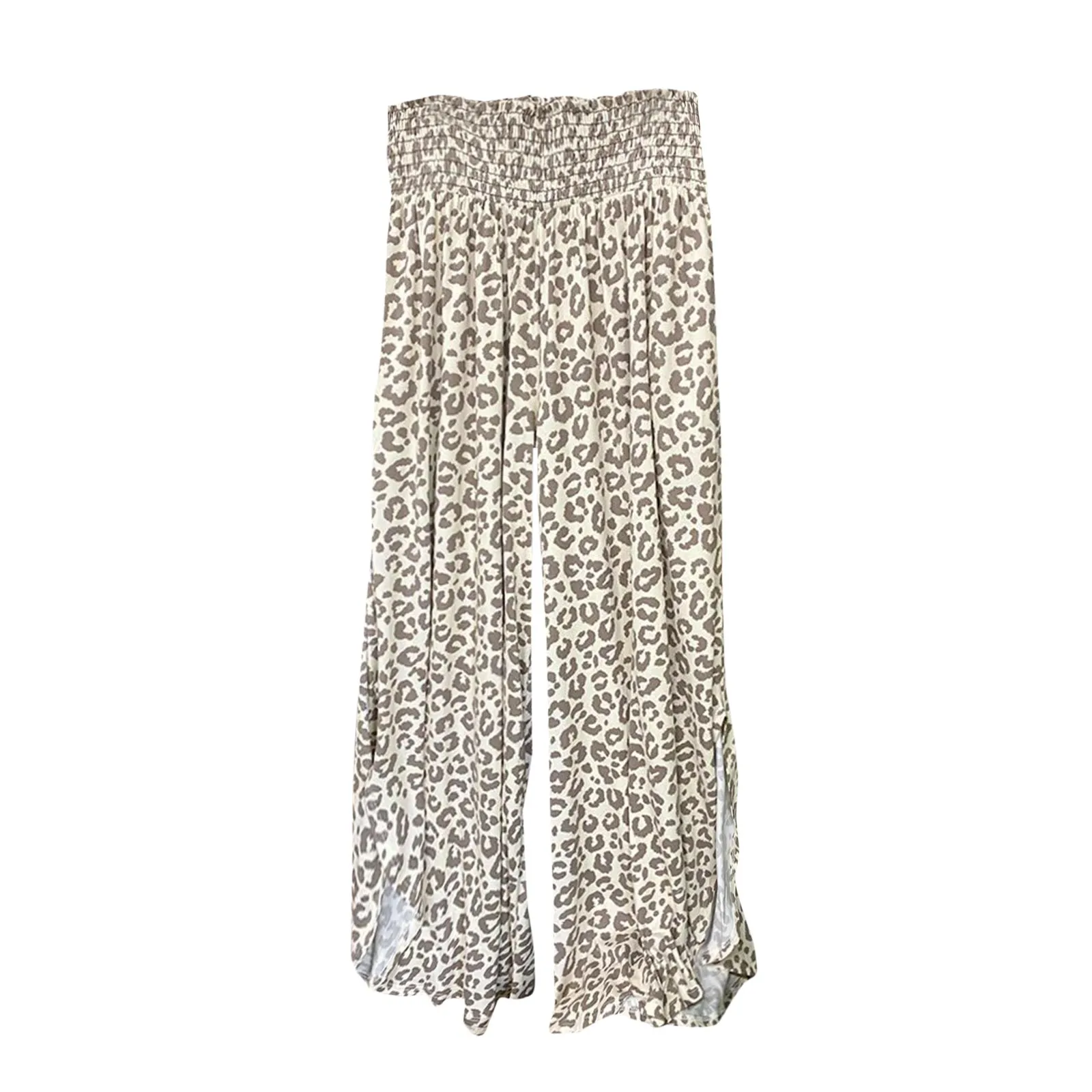 

Женские Модные эластичные брюки; Повседневные брюки с высокой талией; Летние Плиссированные свободные широкие брюки с леопардовым принтом; Домашние пижамы