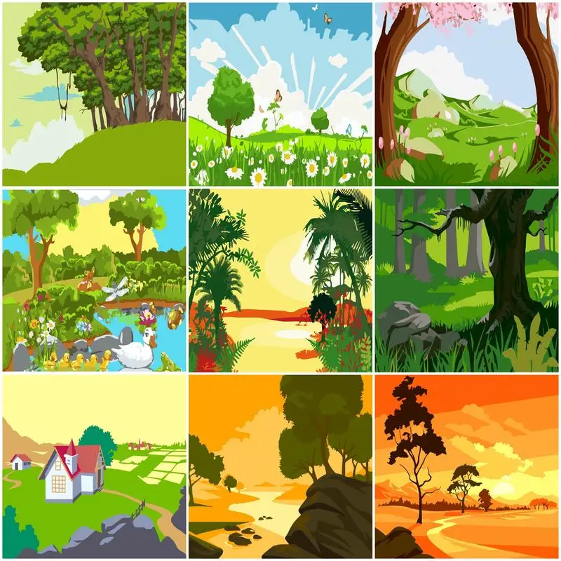 

GATYZTORY Paint By Number Tree Scenery Drawing On Canvas HandPainted Painting Art Gift DIY Pictures By Number Spring Kits Home D