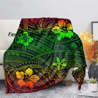polynesian tribal hibiscus print fleece blanket premium throw blanket thin quilt for fall winter bed sheet nap blanket