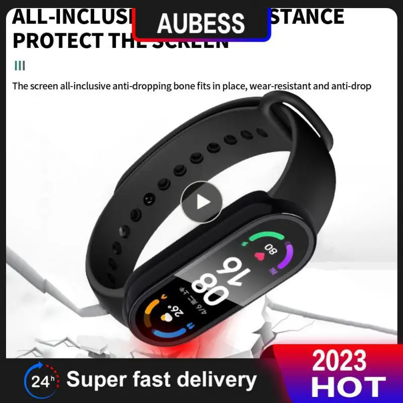 

2in1 Screen Protector Case Screen Protector For Mi Band 7 Full Coverage Tempered Glass Film Protective Cover
