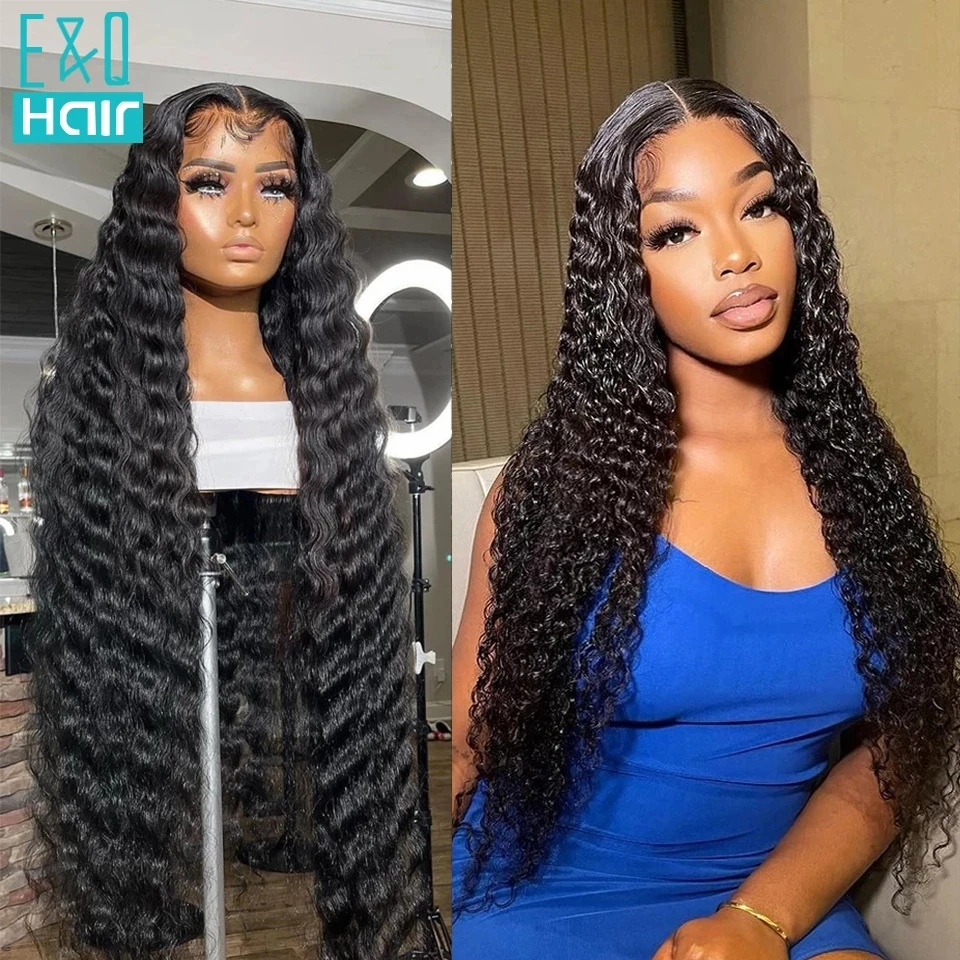 

Deep Wave Real HD Lace Frontal Wig Pre Plucked 13x4 Glueless Brazilian Curly Human Hair Front Lace Wig With Baby Hair For Women