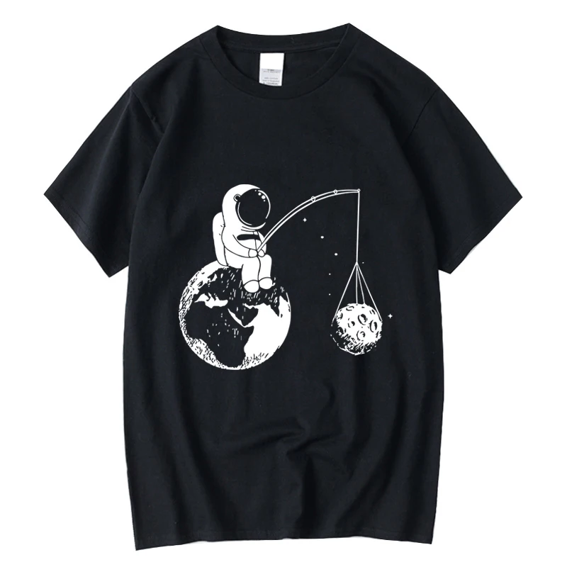 

XIN YI Men's high quality t-shirt 100%cotton loose Funny design astronaut printing men's topsT-shirt cool tshirt male tee shirts