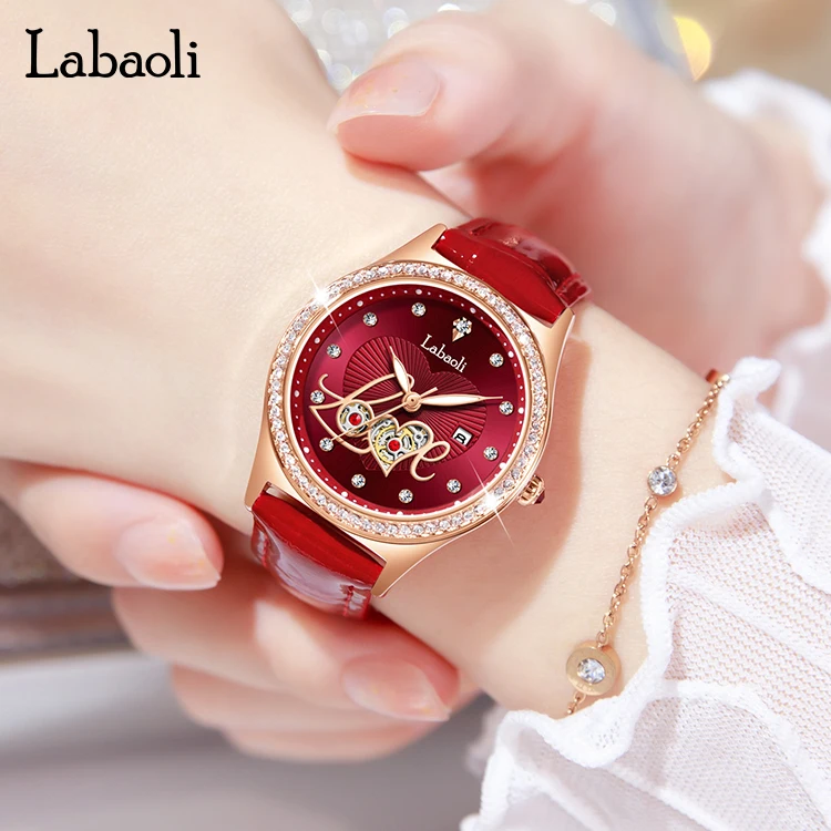 Часы наручные женские кварцевые с кожаным ремешком элегантные роскошные