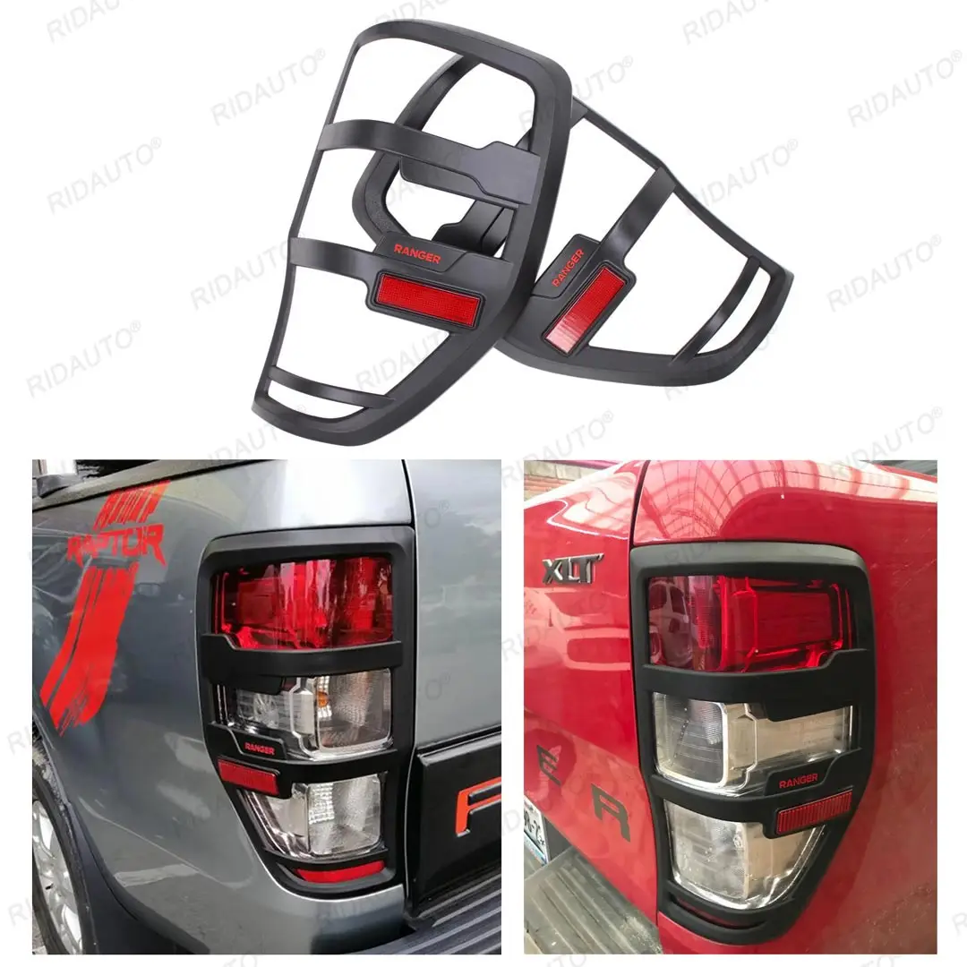 For Ford Ranger Accessories 2012-2021 T6 T7 T8 Wildtrak Raptor Tail Light Cover Black Matte Exterior Rear Lamp Hoods Accessory