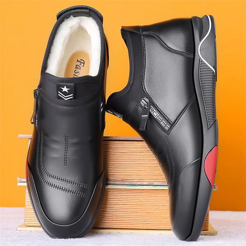 

Ботинки мужские зимние из натуральной кожи, модные шерстяные зимние ботинки, кроссовки, повседневная обувь