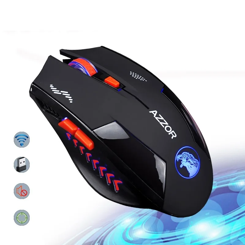 

Charged Silent Wireless Mouse Mute Button Noiseless Optical Gaming Mice 2400dpi Built-in Battery For PC Laptop Computer