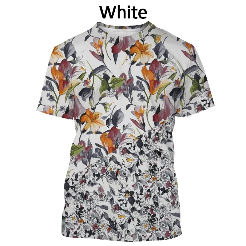 

3D Floral Summer Womens Fashion Print Short Sleeves Creative Gradient Flower Casual Sports T-Shirt