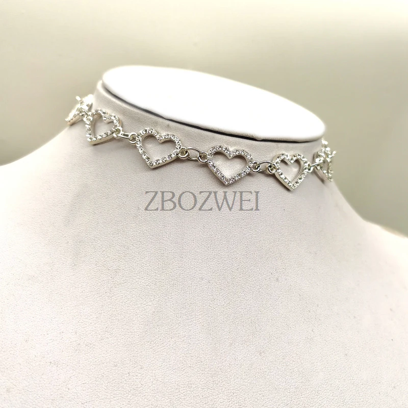 

Stylish Women New Hollow Korean Sweet Love Heart Choker Necklace Statement Girlfriend Gift Cute Bicolor Necklace Gift Jewelry