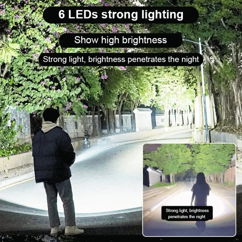 

Powerful Flashlight фонарик 6 Led High Power Light USB Rechargeable Tactical Flashlight 4 Mode Emergency Camping Lamp