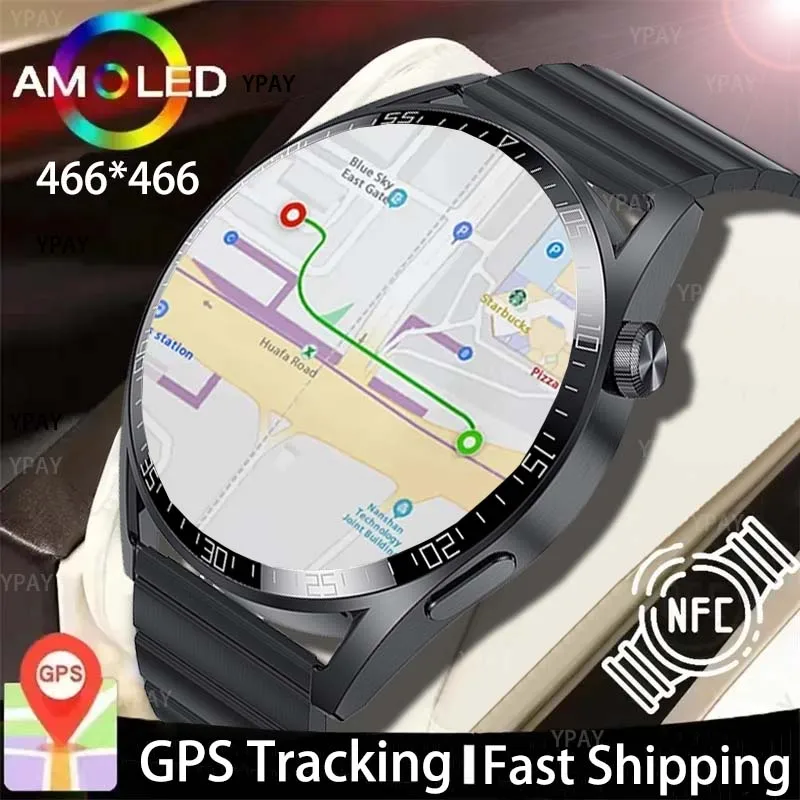 

New Men's Smartwatch 1.5"AMOLED 466*466 HD screen Bluetooth Call NFC waterproof wireless charging Women's smartwatch For Huawei