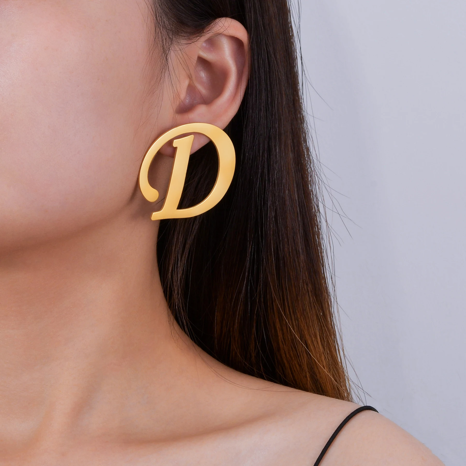

Acheerup Personalized Name Stud Earrings for Women Customized Initials Stainless Steel Vertical Name Big Letter Jewelry Gift