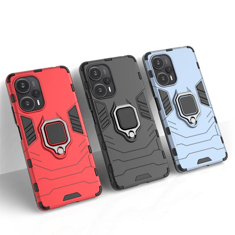 

For Xiaomi Poco F5 Case Cover Poco F5 Capas Phone Bumper Back Shockproof Car Ring Magnetic Metal Holder Fundas Poco F 5 F5 Pro