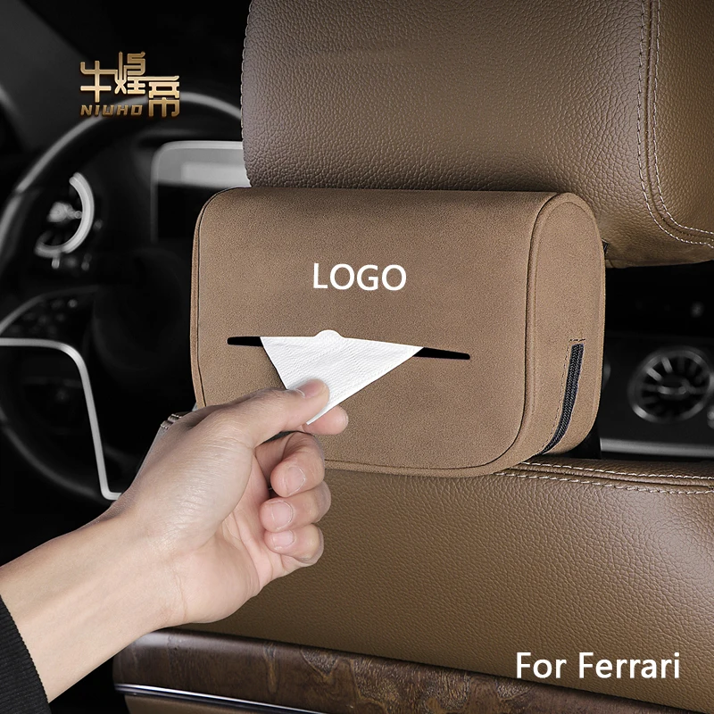 

Car Suede Tissue Box Interior For Ferrari 458 812 F430 599 296 F8 FF 612 Seat Back Paper Bag Armrest Box Case Cover Accessories