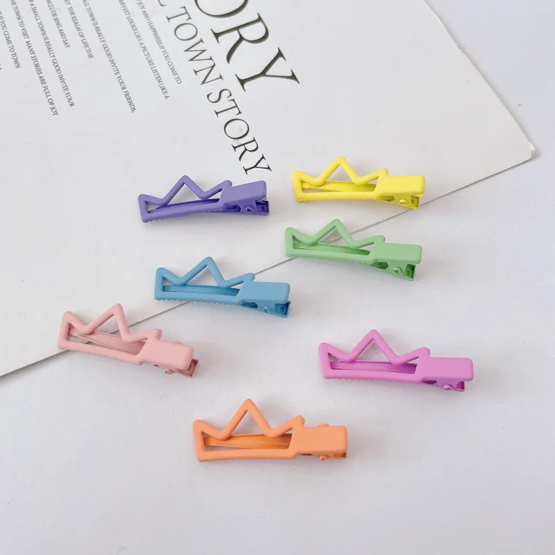 

5pcs/set Korean Kawaii Candy Color Hair Pin Clips Hollowed Star Crown Bow Hairpins Items for Baby Girls Headwear Kid Accessories
