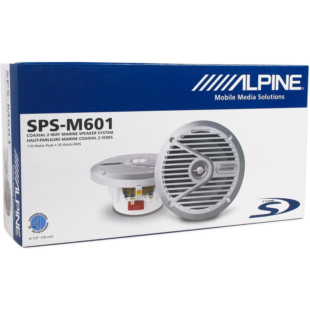 Морская двухполосная коаксиальная акустика ALPINE SPS-M601 белый |