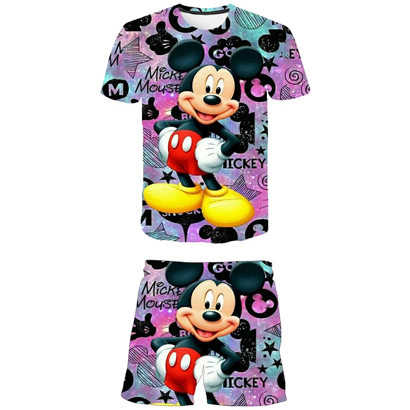 

Disney Mickey Mouse Boys' Girl's Clothes Sets New Summer Children T-shirts+Short Pants Suits Kids Cartoon Clothing Outfits 1-14Y
