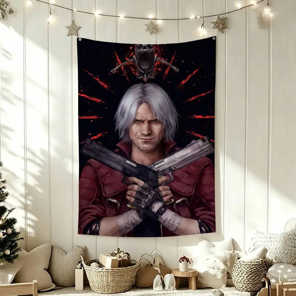 Фото Забавные флаги D-Devil M-May C-Cry 5 Dante DMC для спален, предметы домашнего декора, украшения для улицы, декор для гаража, флаги №4