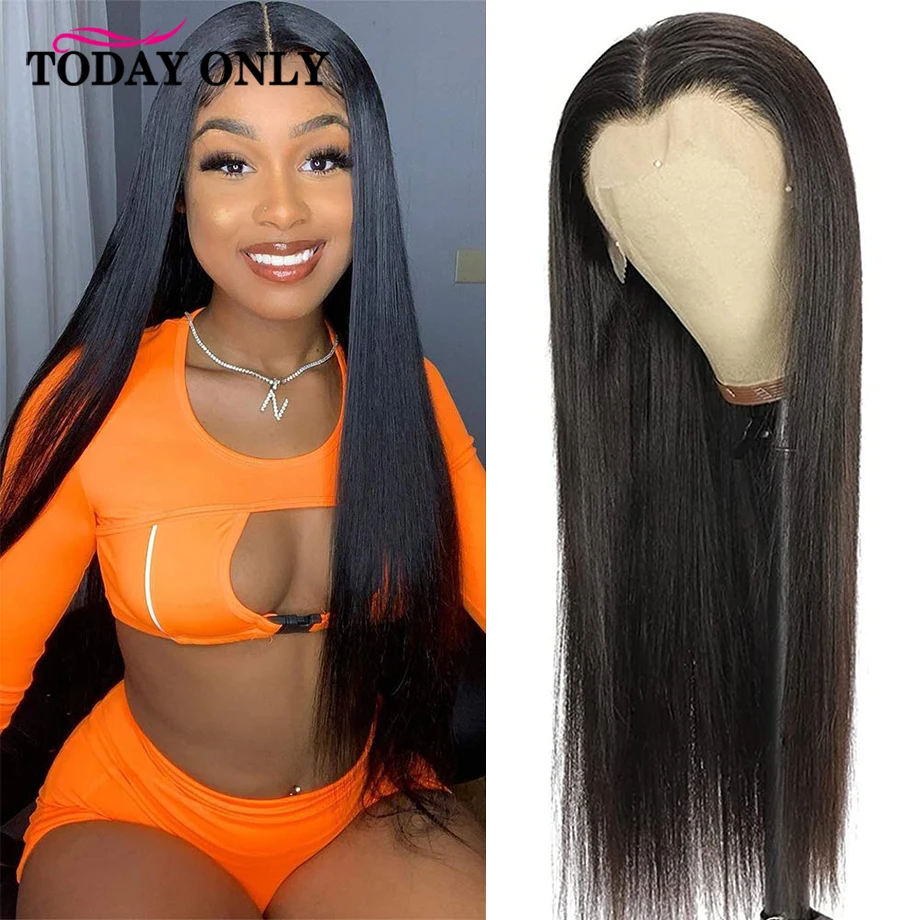 28inch Lace Front Wig Human Hair Straight 13X4 HD Transparent Lace Frontal Wigs For Black Women Pre plucked Remy Hair TODAY ONLY