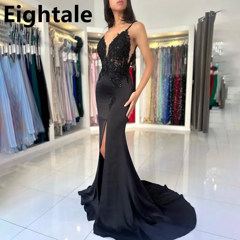 Eightale индивидуальное черное платье русалки с разрезом 2022 для выпускного вечера