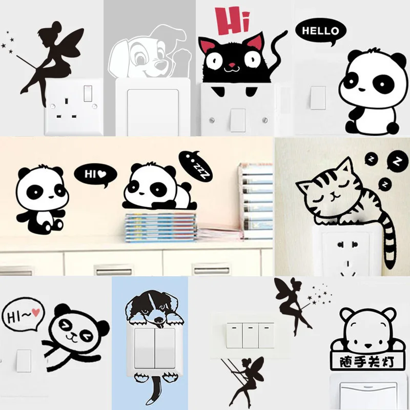 

Lovely Switch Sticker Sleep Cat Removable Decal for Kids Rooms Switch Decoration Kitty Wall Stickers Pvc