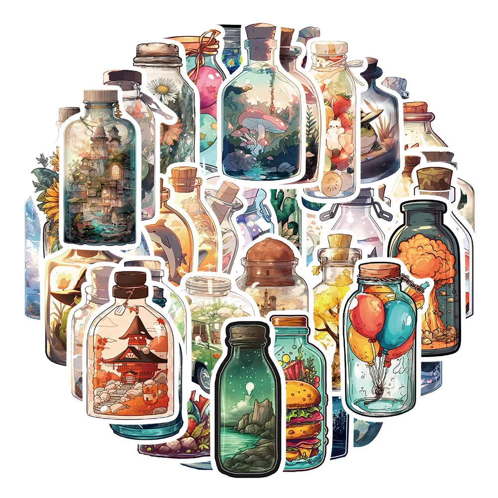 

10/30/50PCS INS Style Bottle World Cartoon Stickers Anime Aesthetic Decals DIY Luggage Skateboard Car Cute Cool Sticker Kids Toy
