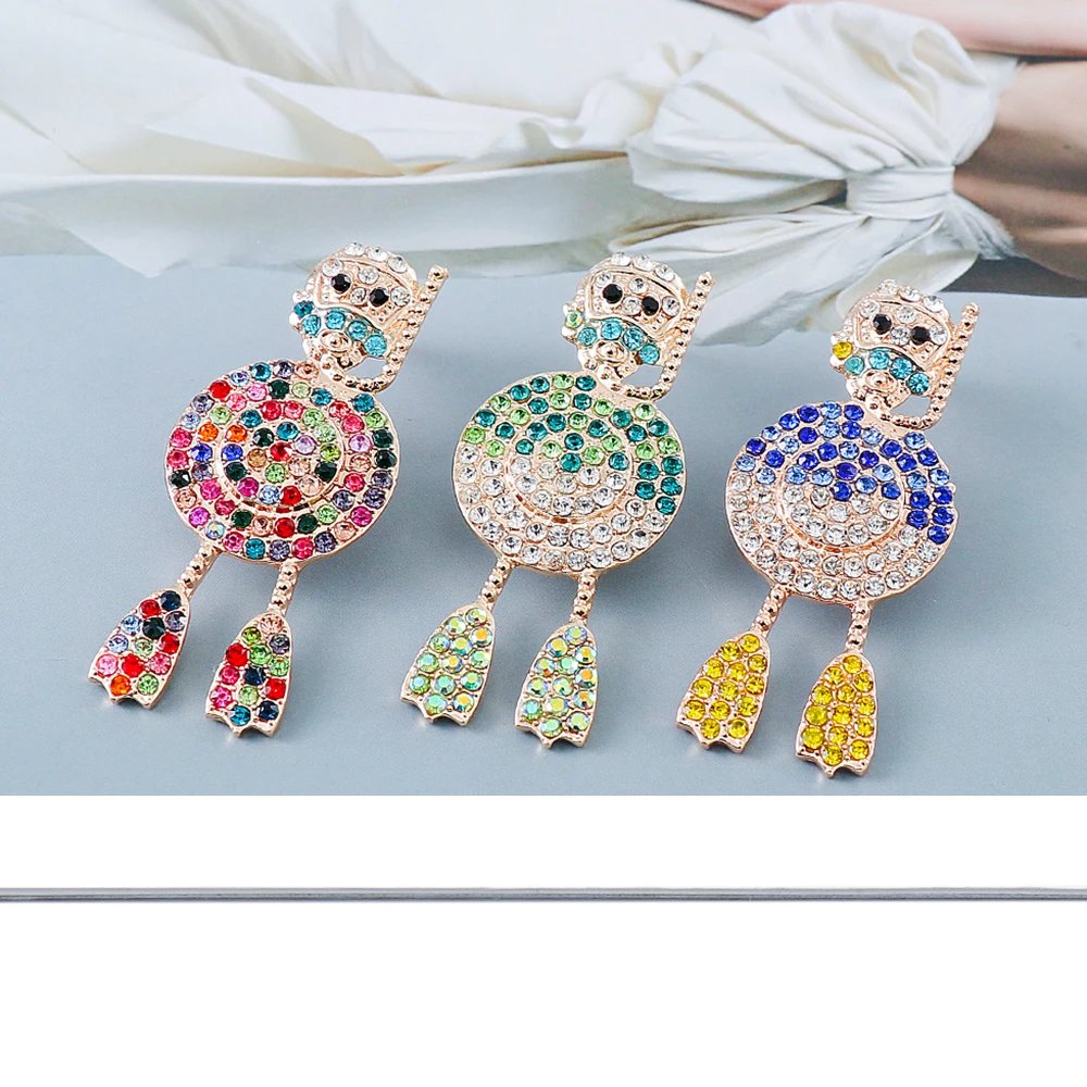 

2022 New Ladies Creative Personality Color Rhinestone Stud Earrings Cute Cartoon Fashion Earrings Party Jewelry Pendant Earrings