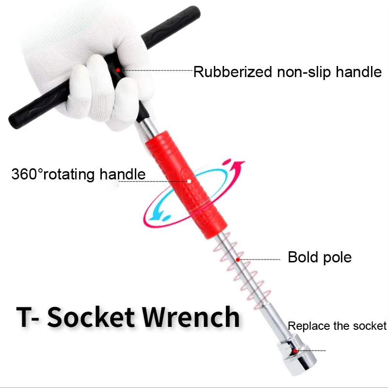 

Universal CR-V Socket Spanner Non-slip Handle Bicycle Car Repair Tools T-Shaped Three-Prong Y- Socket Wrench 1/4"1/2" Drive