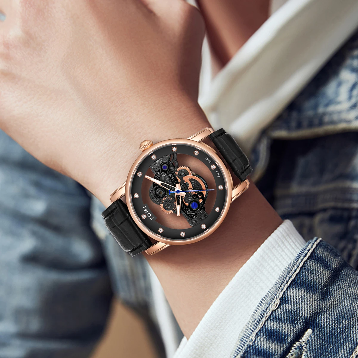 TOMI Новые популярные часы Роскошные повседневные мужские и женские Кварцевые с