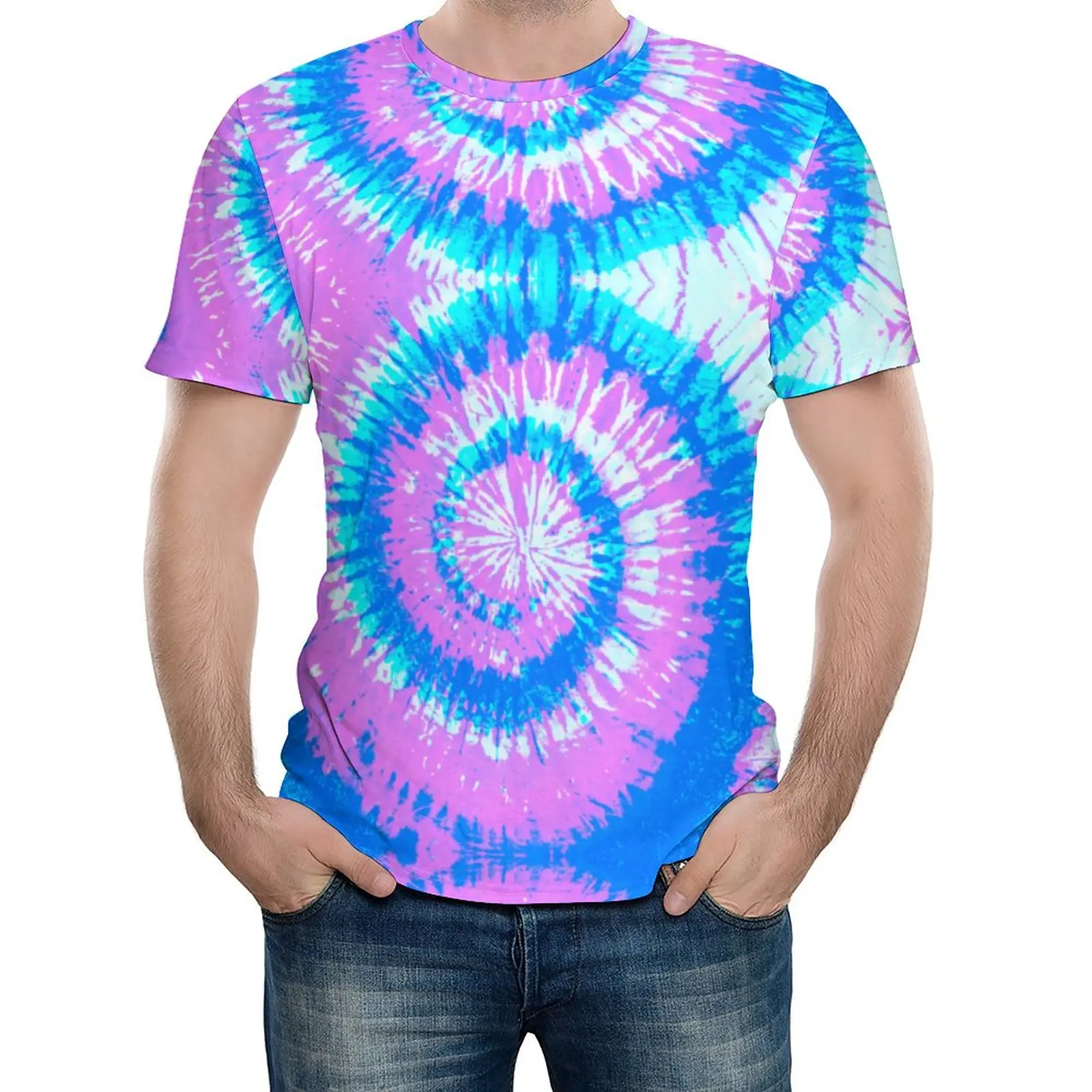 

Tshirt Tie Dye Spiral Tie Dye Top Quality Leisure USA Size High Grade