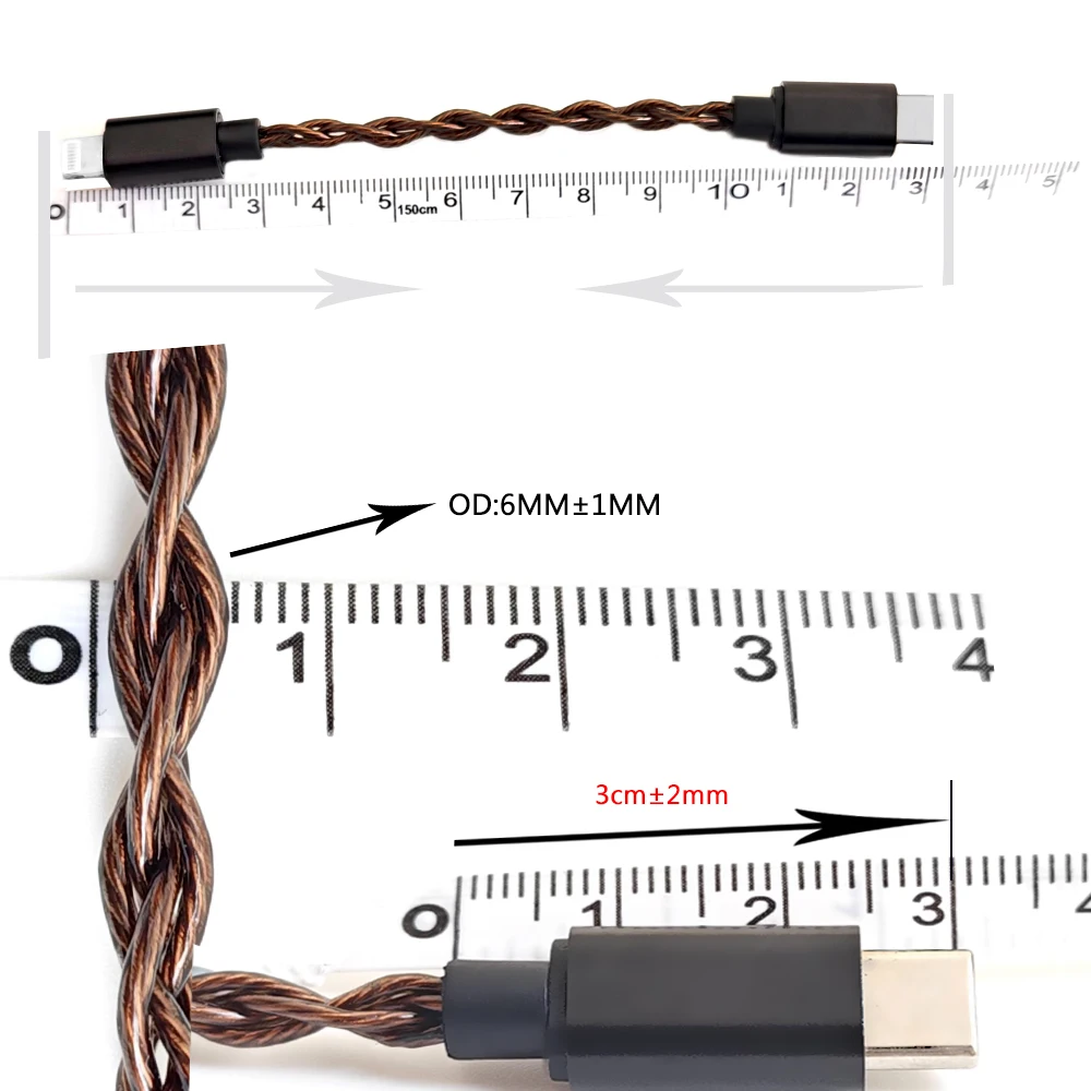 Фото ﻿   Кабель-переходник OTG Lightning to Type-C HiFi Портативный кабель декодирования усилителя Type-C to Type-C Бескислородная медь USB с возможностью затемнения №5