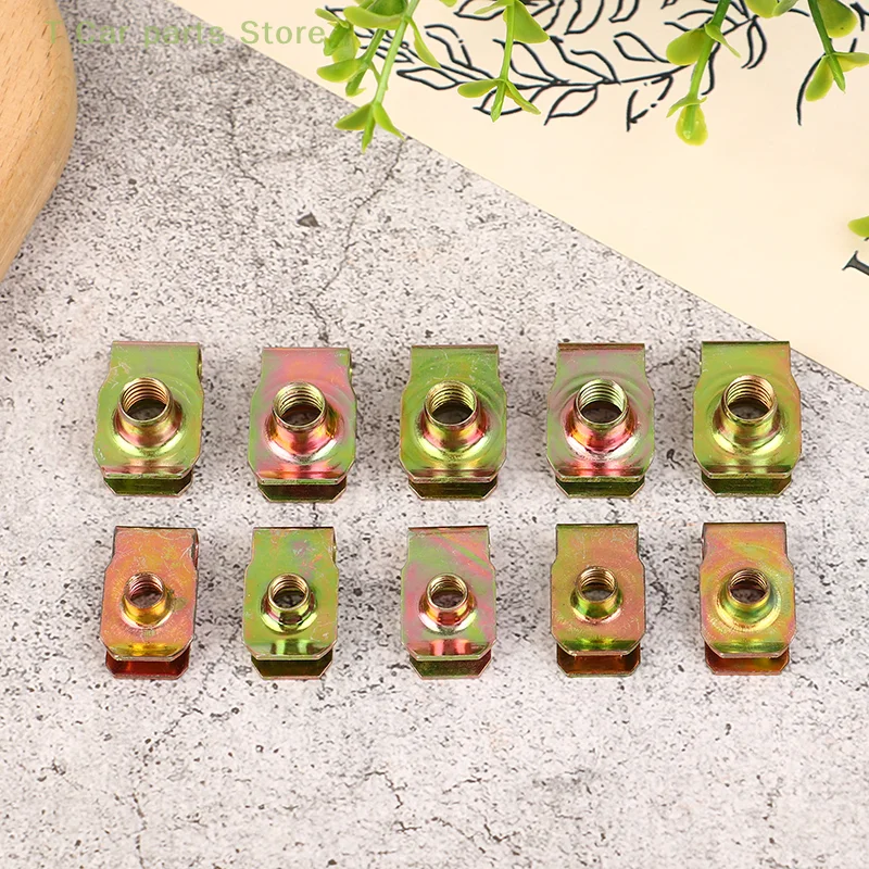 

10Pcs 304 Stainless Steel U Type Clips With Thread Type B Leaf Spring Nut M8 M6 Reed Nut Leaf Spring Nuts for Car Motor Parts