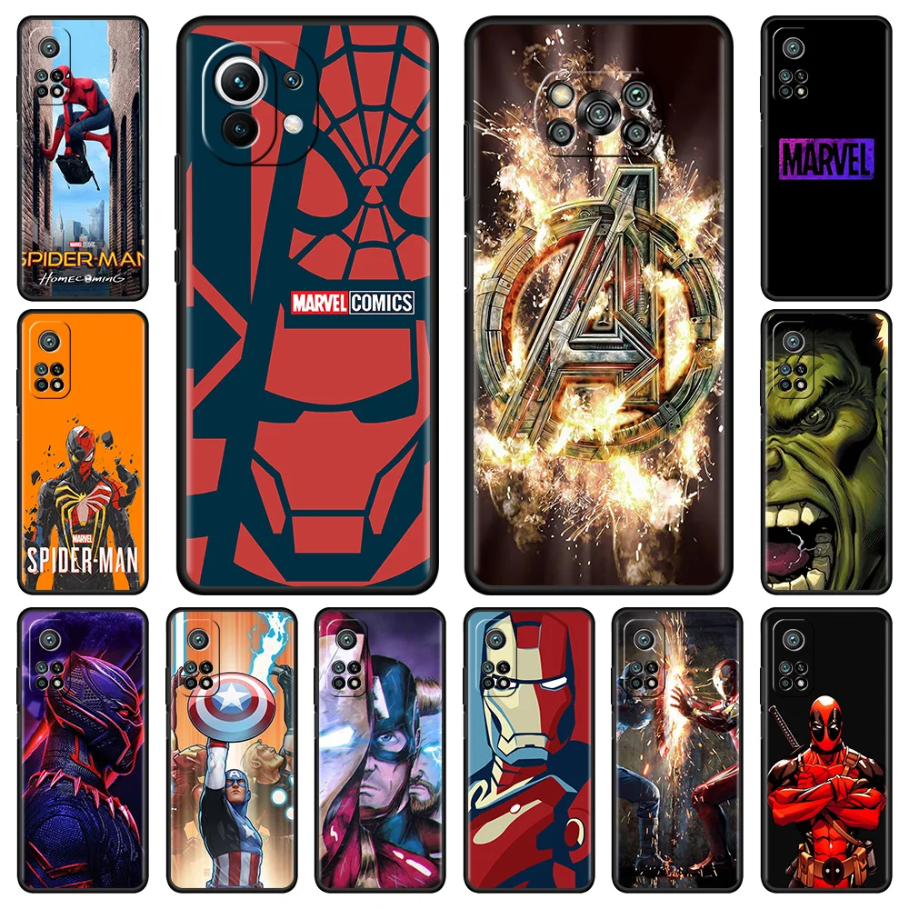 

Luxury Case For Xiaomi Mi Poco X3 NFC 11 Lite 12 11T Pro Note 10 9T 12X M3 F3 Silicone F1 Capa Phone Cover SuperHero Iron Man