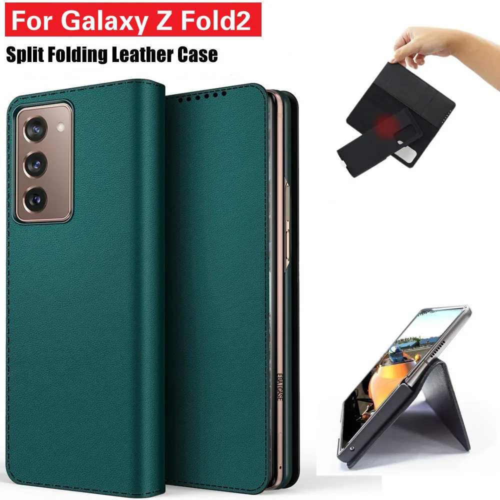 

Роскошный чехол из натуральной кожи для Samsung Galaxy Z Fold 2, флип-чехол с карманом для карт, противоударный чехол для Galaxy Z Fold2