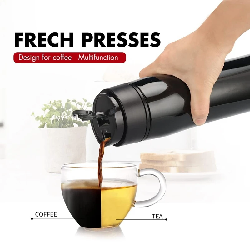 

Coffee Maker Pot Car Portable French Press Pot Stainless Steel Vacuum Insulated Car Travel Coffee Maker Cup With Scoop