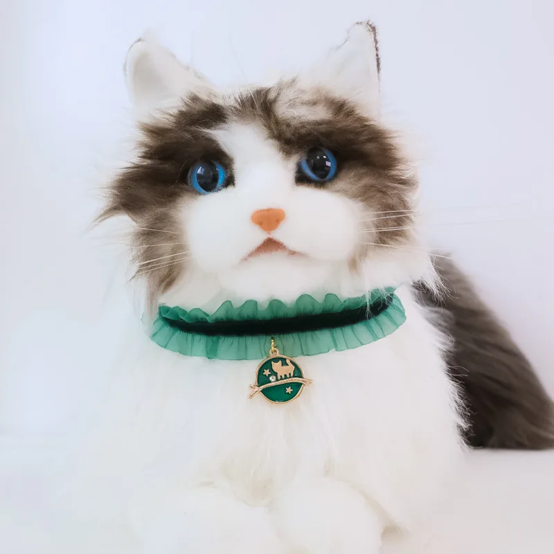 

Lace Lace Cat Accessories Pet Collar Suitable For Kitten Puppy Jewelry Lace Elastic Lady Ins Wind Planet Adjustable Pet Neck