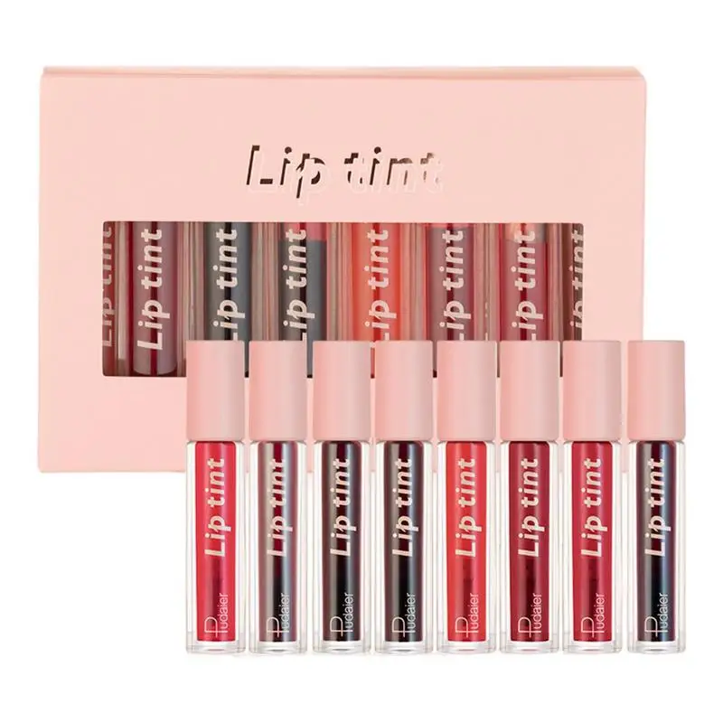 

Water Lip Stain 8PCS Matte Lipstick Waterproof Liquid Lip Gloss Long Lasting Non-Stick Velvet Lip Stick Lip Tintt Makeup Tool