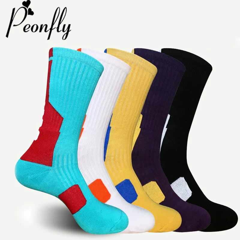 

Peonfly High Quality Cotton Comfortable Elite Male Solid Color Square Stitching Compression Men Breathable Socks