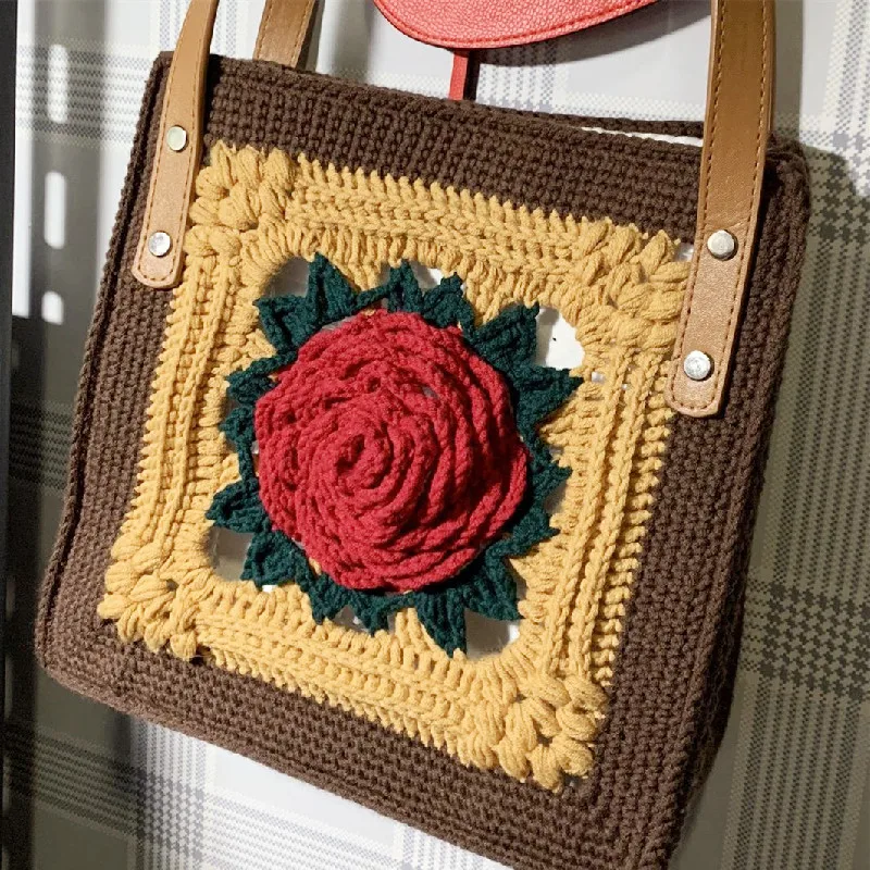 Women's shoulder bag, knitted large capacity handbag, casual women's handbag, large shopping bag, summer beach bag