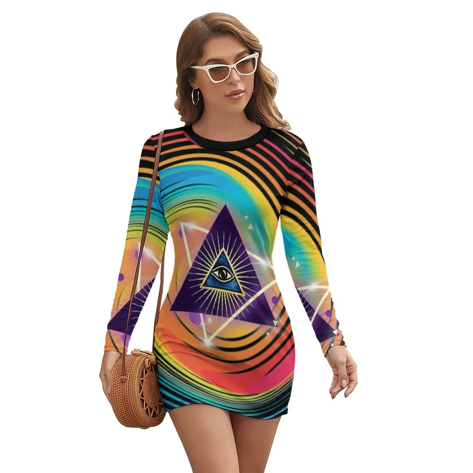 

Облегающее летнее платье с треугольными глазами, красивые платья с длинным рукавом, летнее платье большого размера