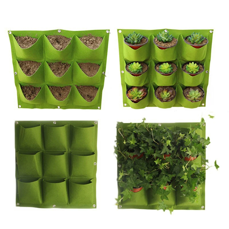 

9/18 Pockets Hanging Green Grow Bag Planter Vertical Garden Vegetable Living Garden Bag Planter Growing Bags Flowers Supply