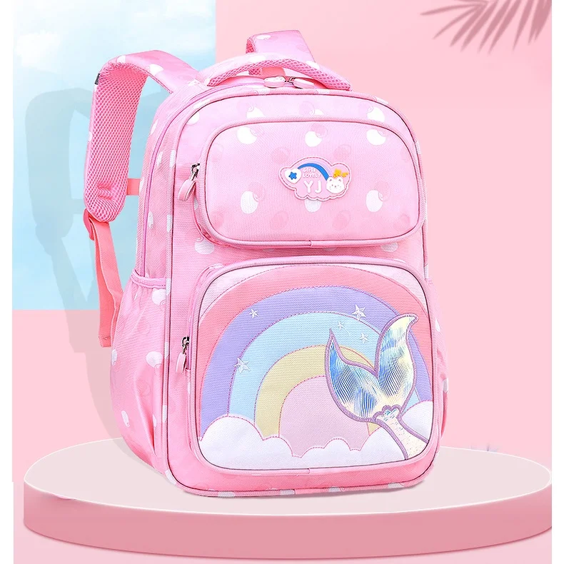 Sweet Girl Princess Sweet Mermaid Rainbow Backpacks New Primary Children Cartoon Fashion Schoolbags for Grade 1-4 Students Hot